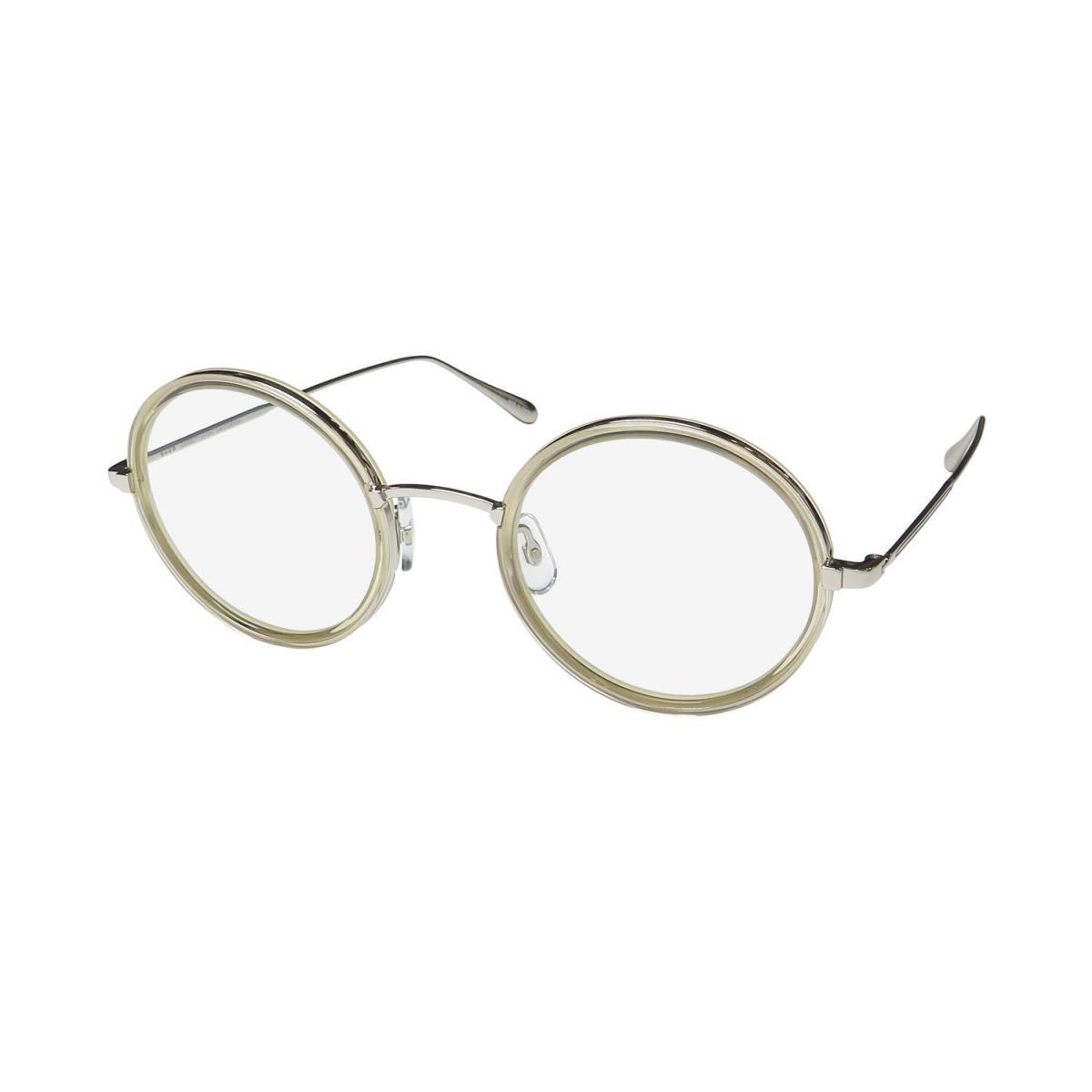 Garrett Leight Playa Glasses Silver Metal Plastic Round Full-rim 48-24-145