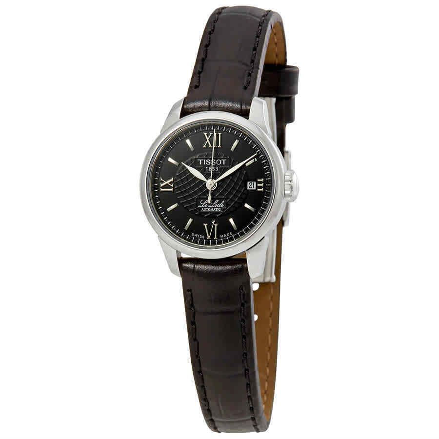 Tissot Le Locle Automatic Black Dial Ladies Watch T41112357 - Dial: Black, Band: Black, Bezel: Silver