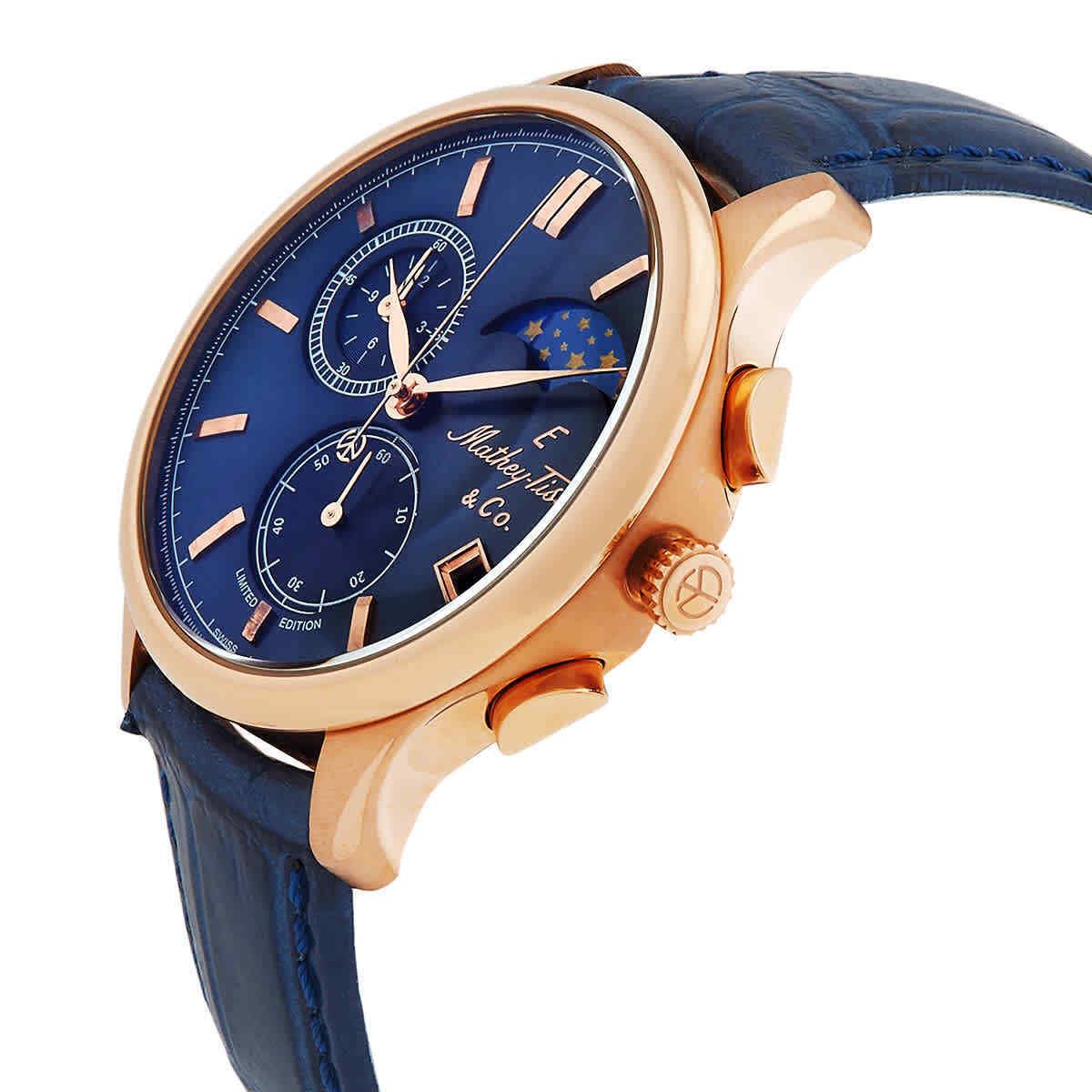 Mathey-tissot Edmond G10 Chronograph Quartz Blue Dial Men`s Watch H1886RCHPBU