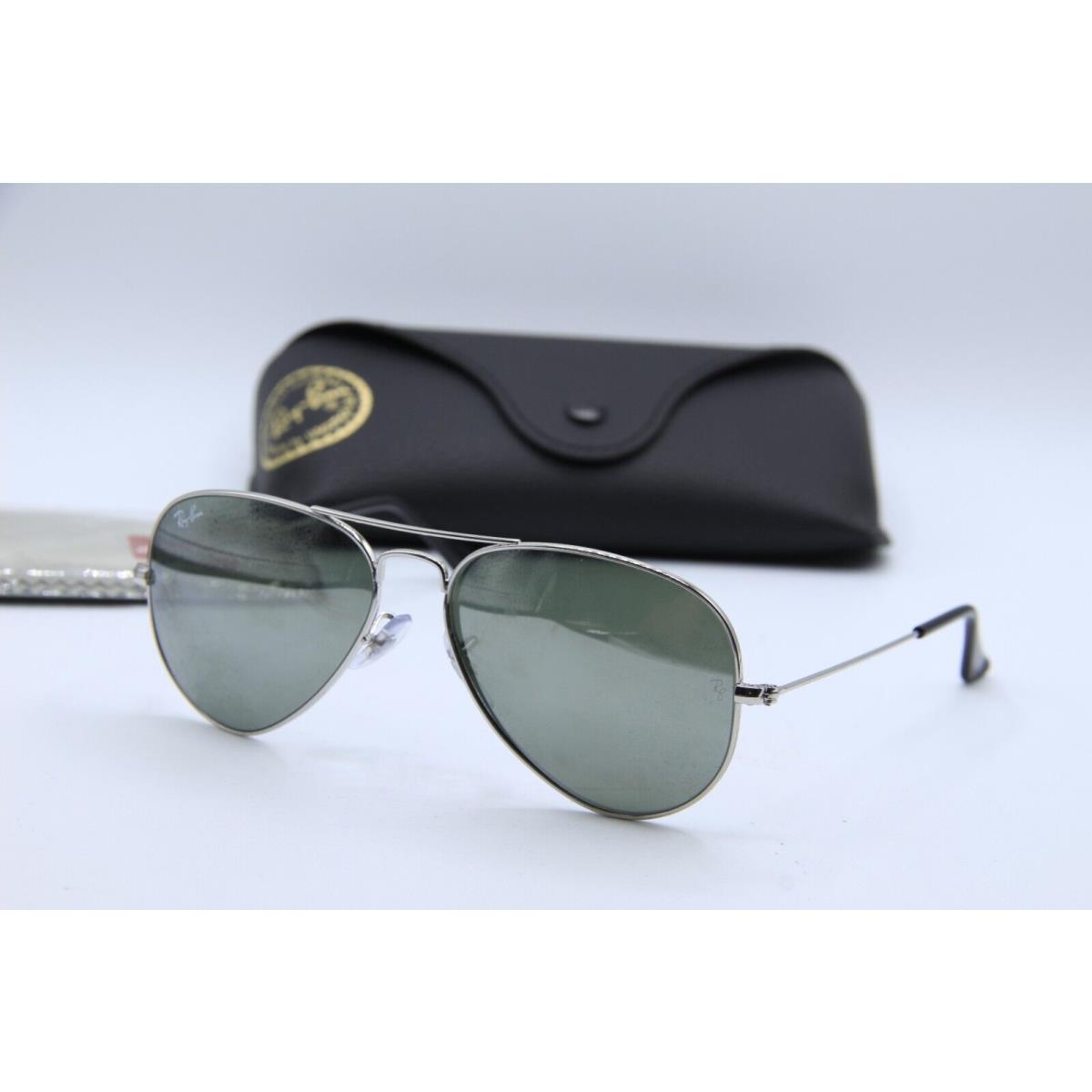 Ray-ban RB 3025 Aviator W327S Silver Black Sunglasses W/case 55-14