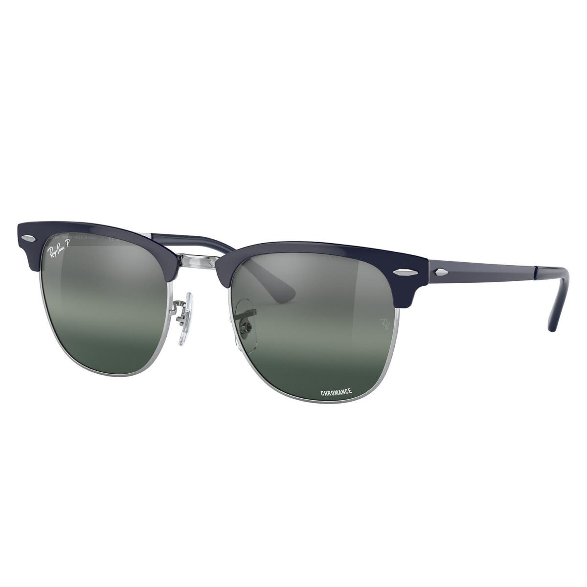 Ray-ban RB3716 Clubmaster Metal Sunglasses Silver On Blue : RB3716-9254G6-51