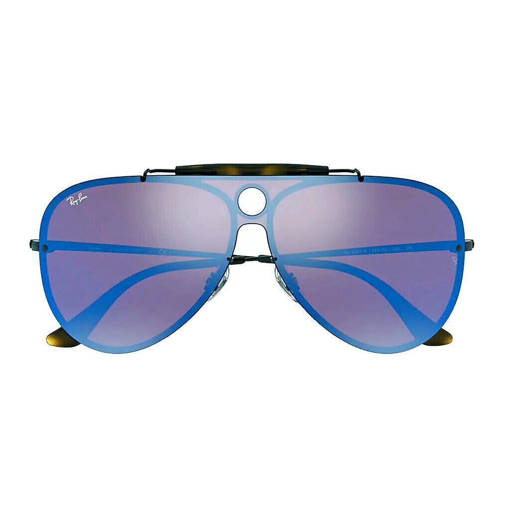 Ray-ban RB3581N Blaze Shooter Sunglasses Black / Violet Blue Mirror Lens