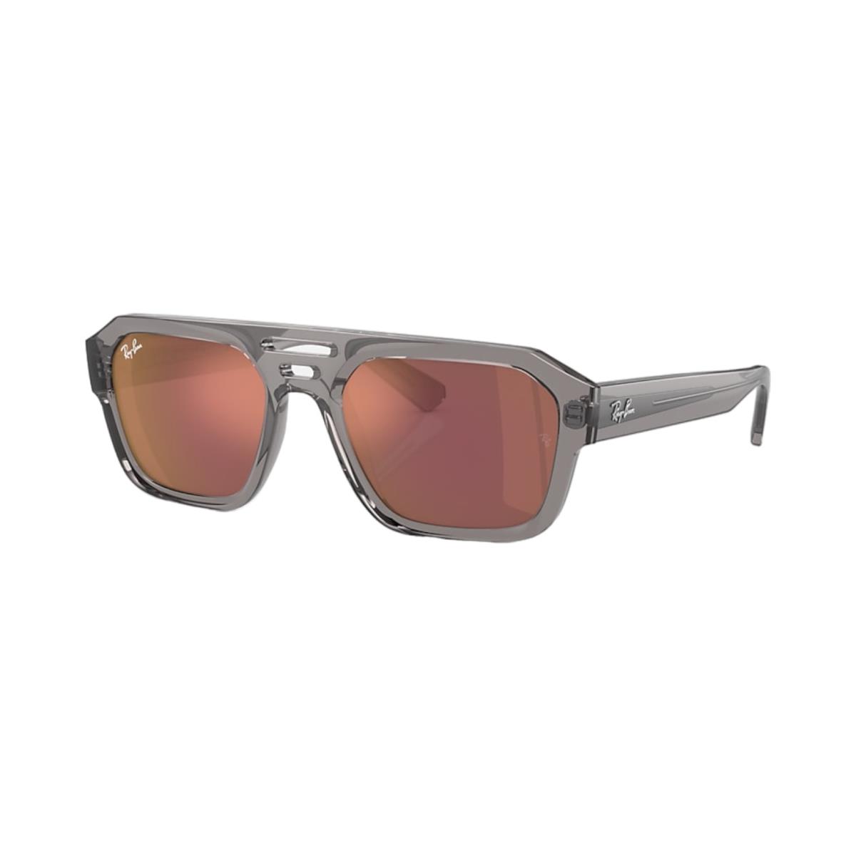 Rayban RB4397 Corrigan Sunglasses - Transparent Grey Frame Dk Violet Lens - Frame: Transparent Grey, Lens: Dark Violet Mirror Red