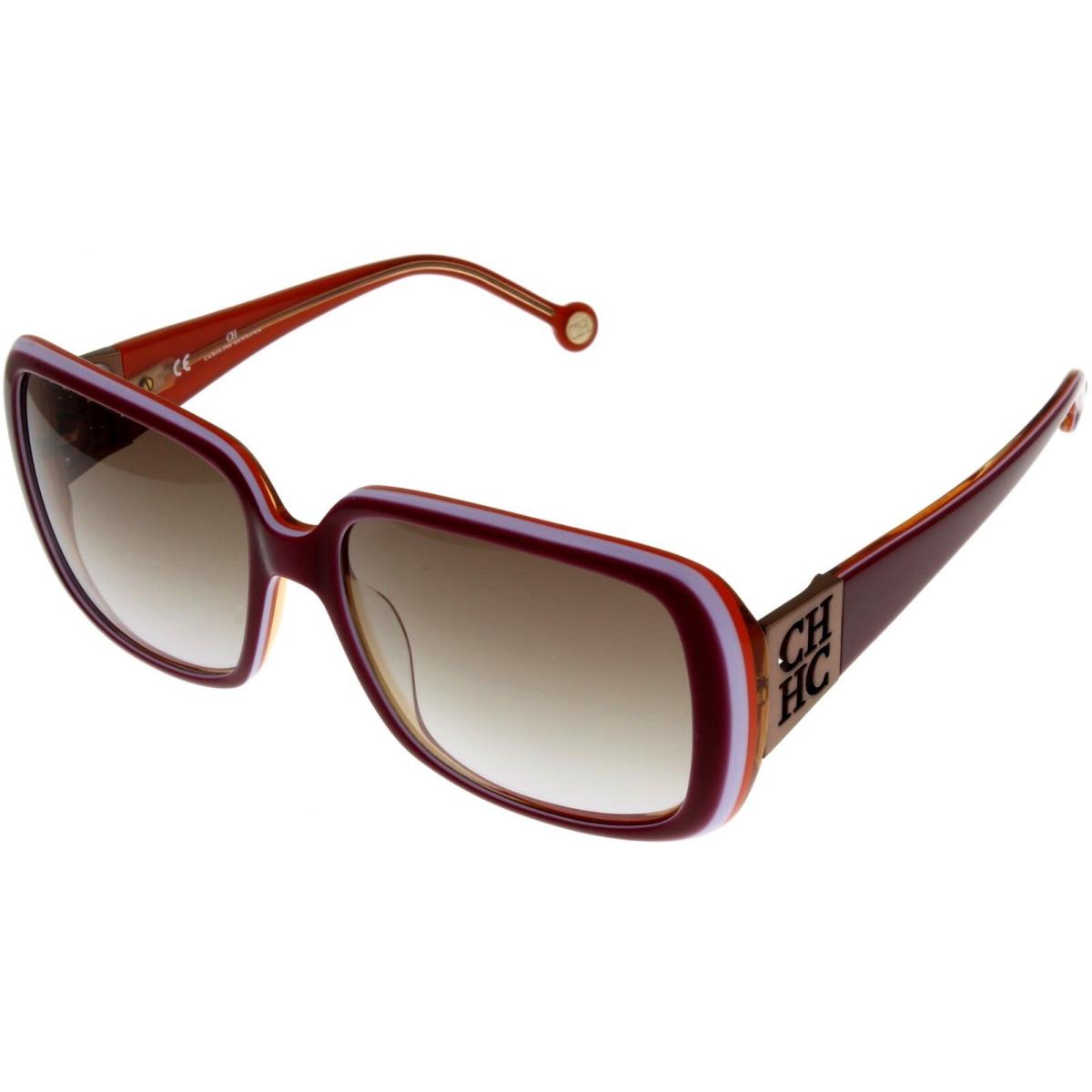 Carolina Herrera Sunglasses Women Cranberry Orange Rectangular SHE516 0Z18