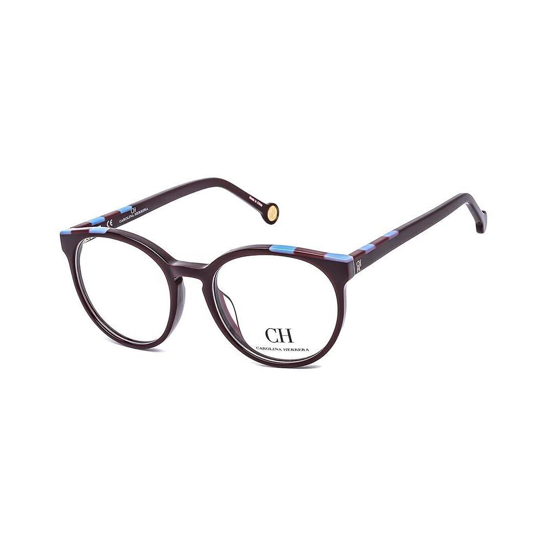 Carolina Herrera VHE802 09FD Burgundy Blue Eyeglasses 49/19/140 with Case