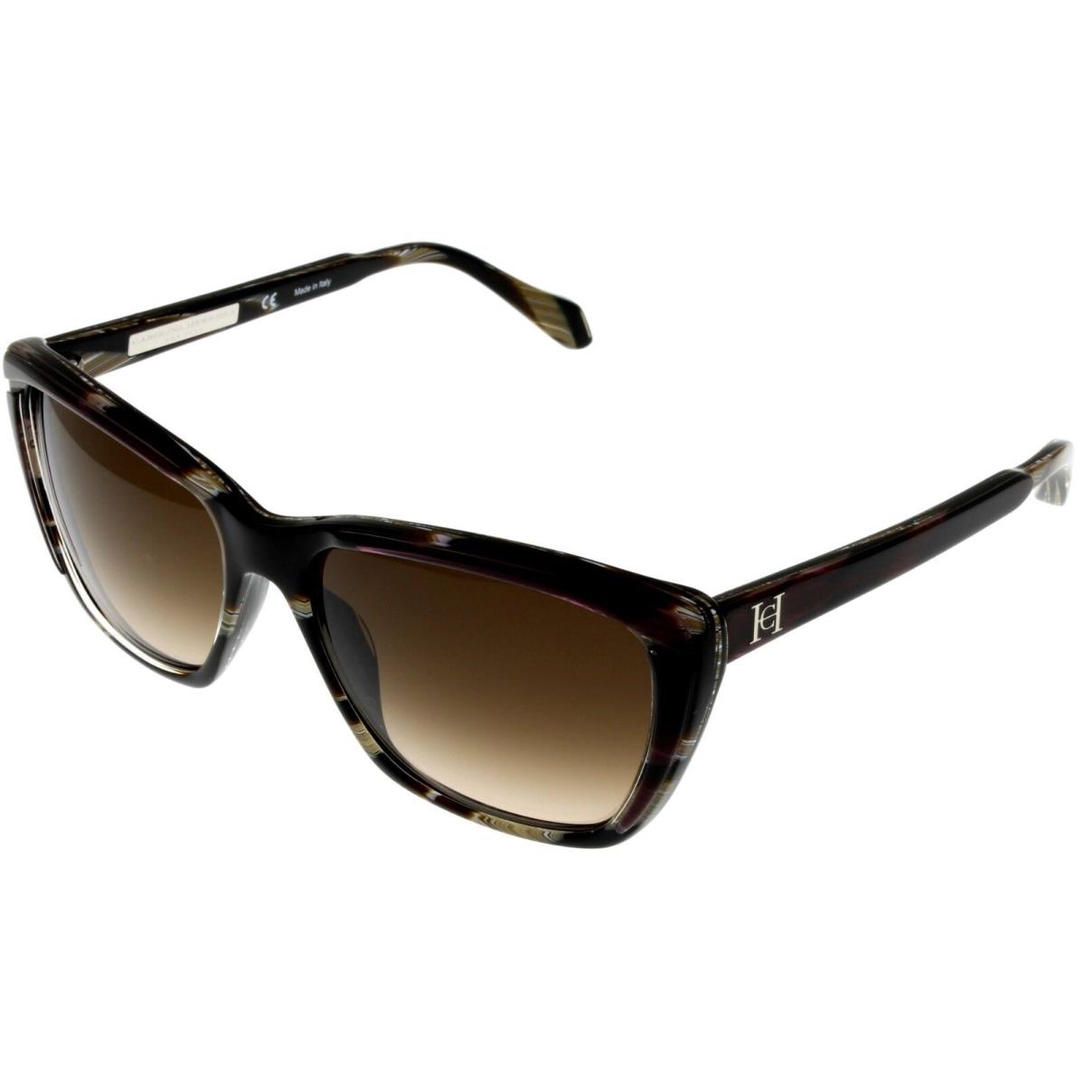 Carolina Herrera Sunglasses Women Violet Brown Havana Rectangular SHN508 07U1 - Brown, Frame: Multi-Color, Lens: Brown