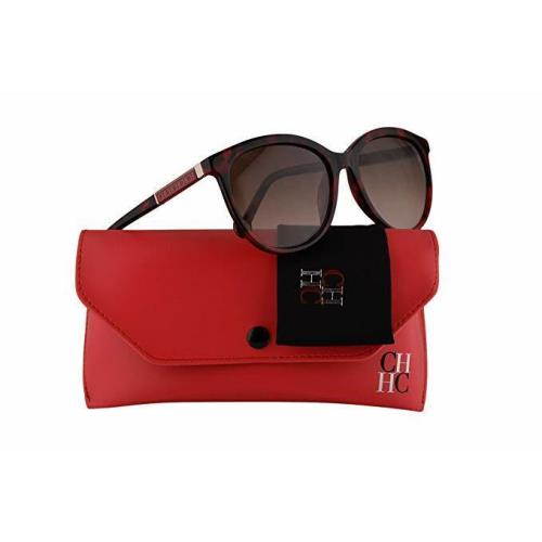 Carolina Herrera Sunglasses She 703 0GG3 Shiny Black Red Havana 53MM