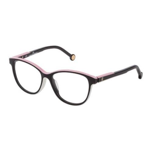 Carolina Herrera VHE800 06HC Black White Pink Eyeglases 52mm with Case