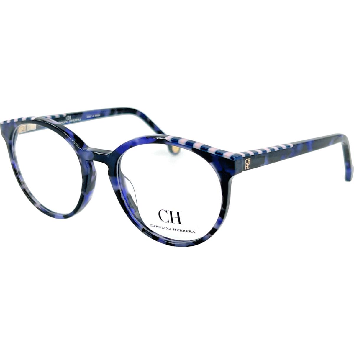 Carolina Herrera VHE802K Women`s Plastic Eyeglass Frame 06DQ Blue Multi 49-19