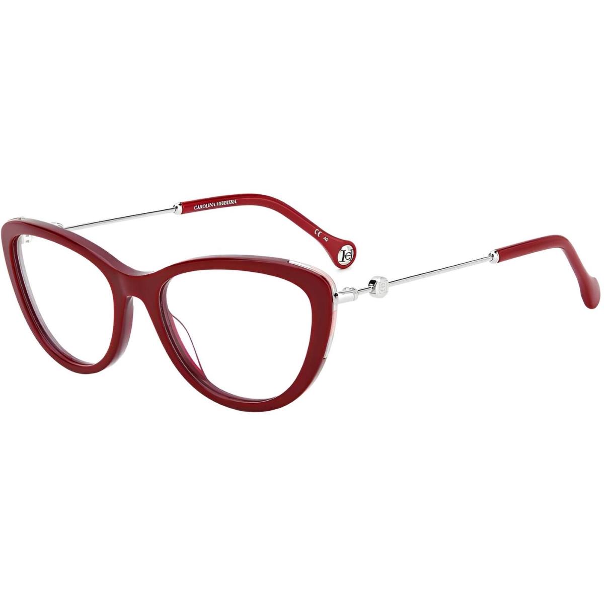 Carolina Herrera Women`s Eyeglasses Burgundy Plastic Cat Eye Frame CH 0021 0LHF