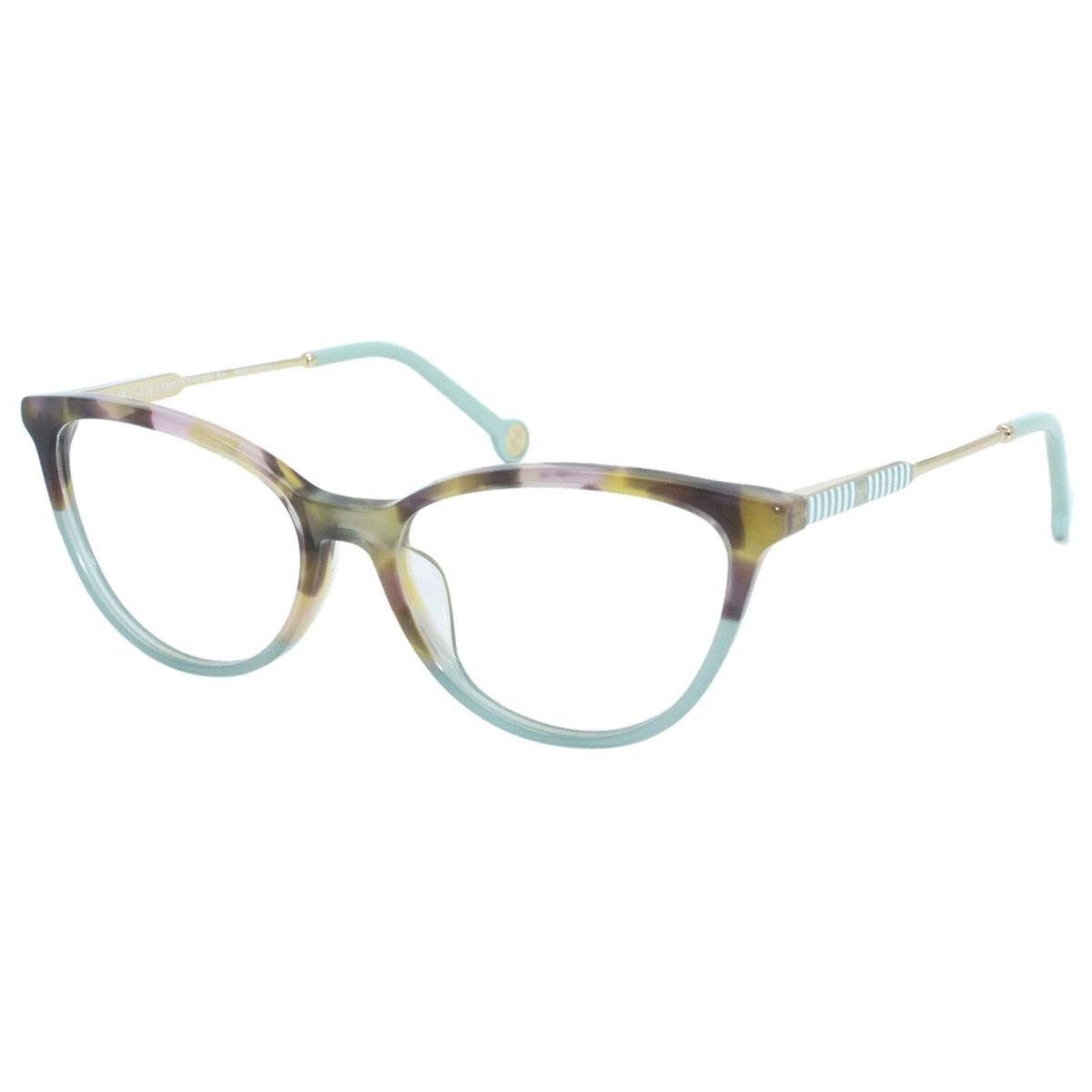 Carolina Herrera VHE817K 0GEN Tortoise Teal Eyeglasses 53/16/135 with Case