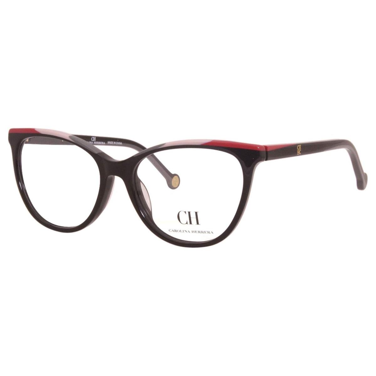 Carolina Herrera Vhe 834K 0700 Black Eyeglasses W/red Pink Grey Trim 54mm - Black, Frame: Multicolor, Manufacturer: 0700