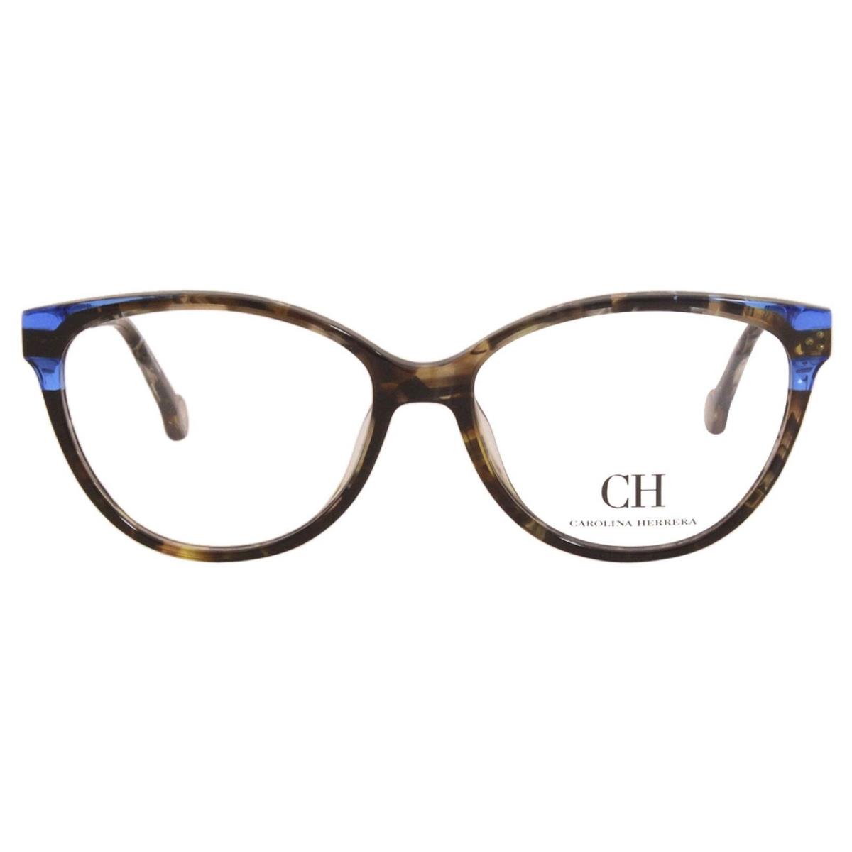 Carolina Herrera Vhe 851K 0743 Tortoise Blue Eyeglasses 53/15/140