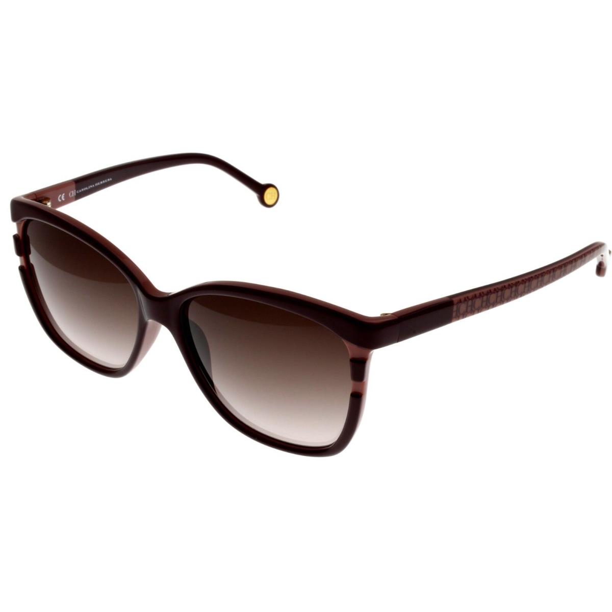 Carolina Herrera Sunglasses Women Brown Cranberry Mauve Rectangular SHE543 0N18