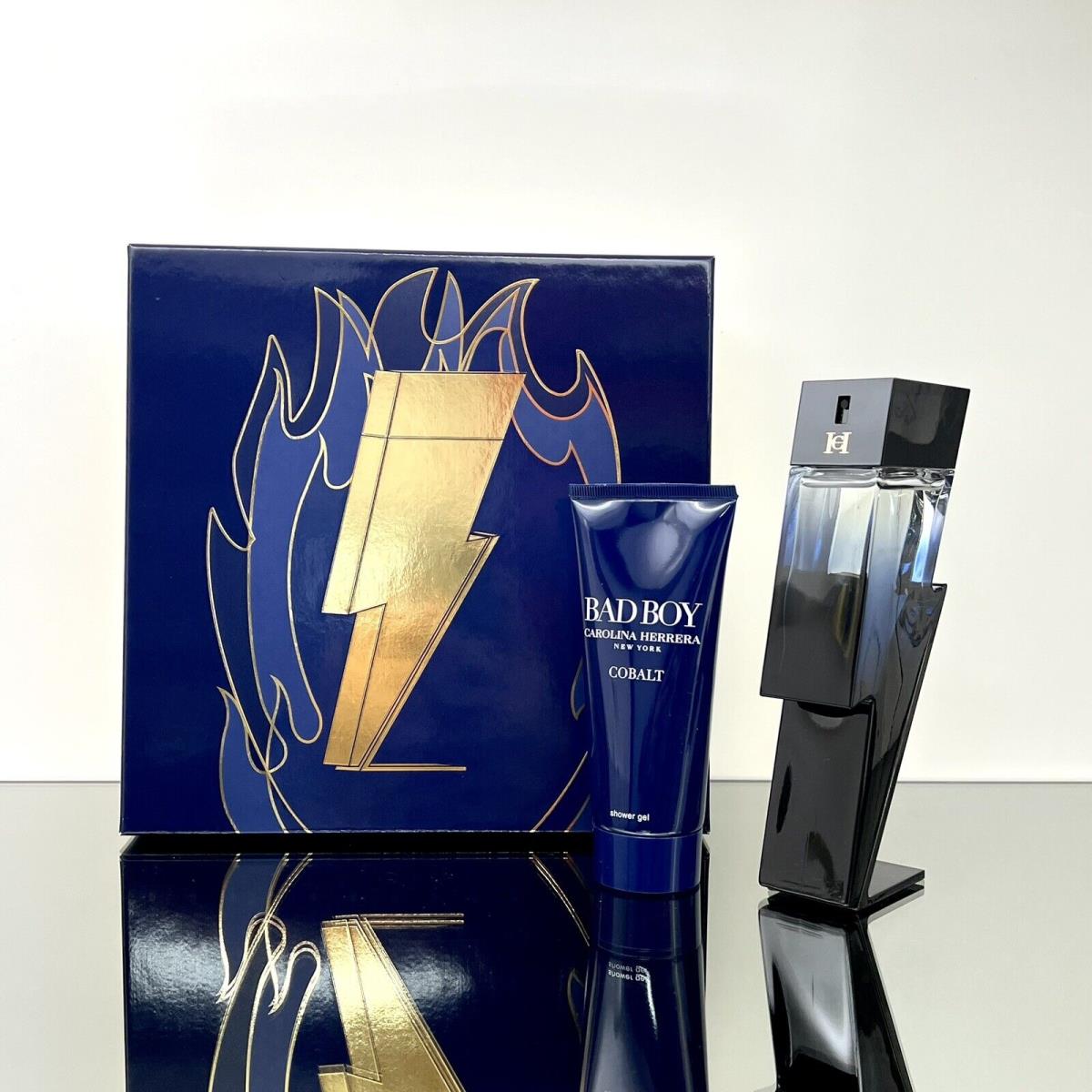 Carolina Herrera Bad Boy Cobalt 2pc Men Set 3.4oz Edp Spray + 3.4oz Shower Gel