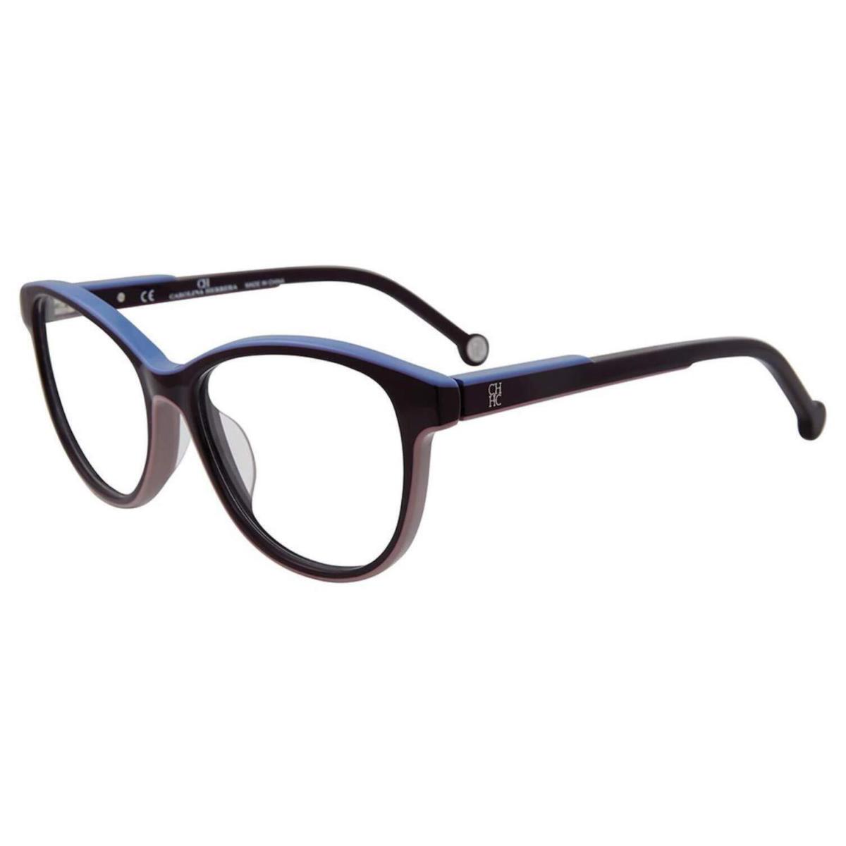 Carolina Herrera VHE800K 07C4 Purple Eyeglasses with Blue Pink Trim 52mm - Purple, Frame: Purple, Manufacturer: 07C4