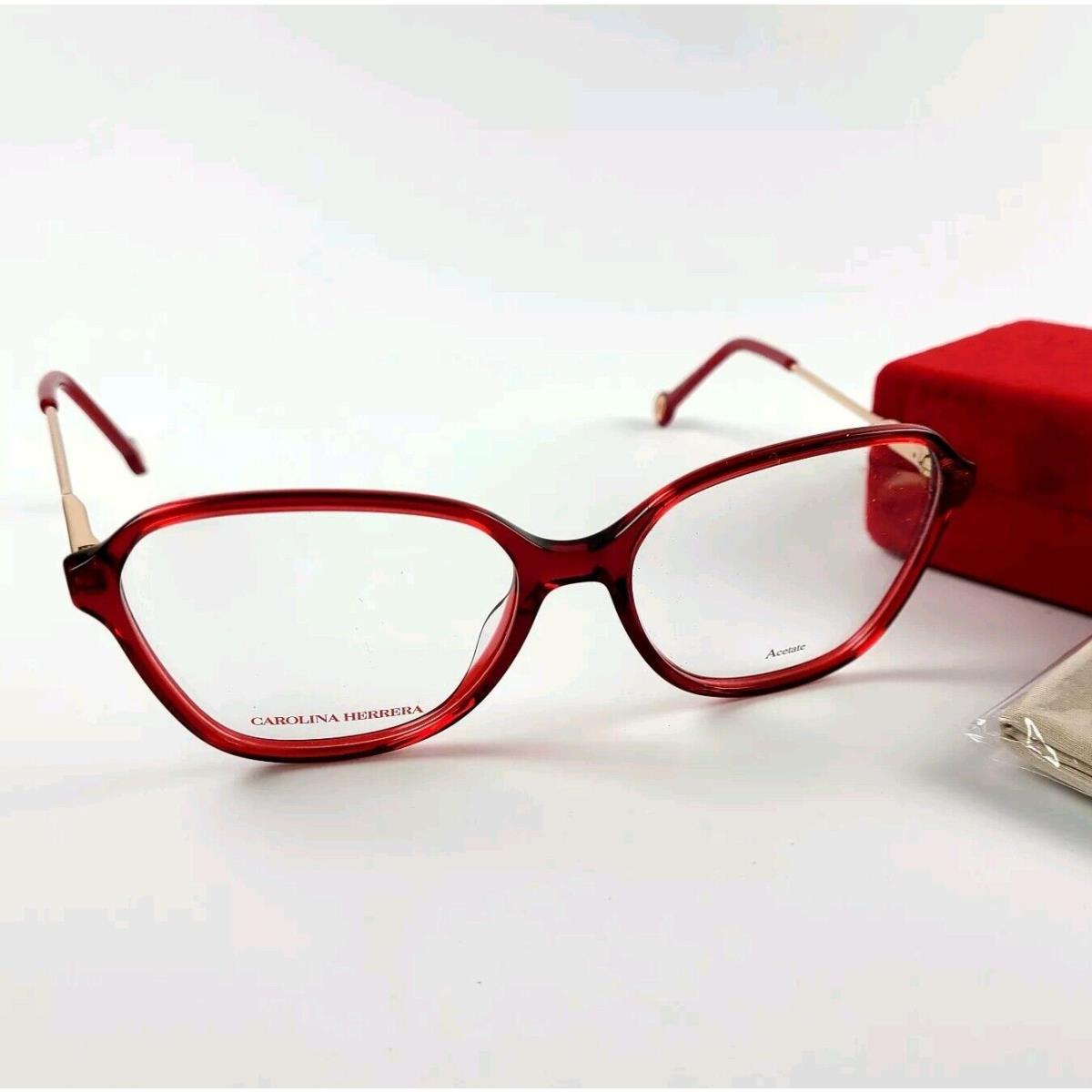 Carolina Herrera Women`s Eyeglasses Red Frames Her 0117 C9A 55-16-145