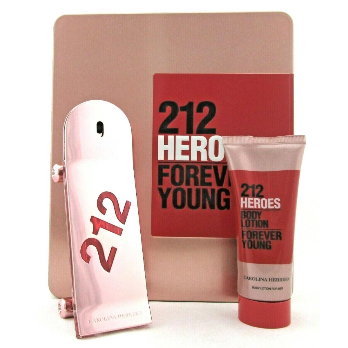 Carolina Herrera 212 Heroes Forever Young 2.7oz Edp Spray+3.4oz B/l. Women`s Set