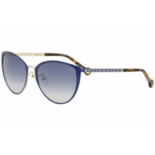 Carolina Herrera Sunglasses She 087 0354 Rose Gold / Blue 56mm - Blue, Gold