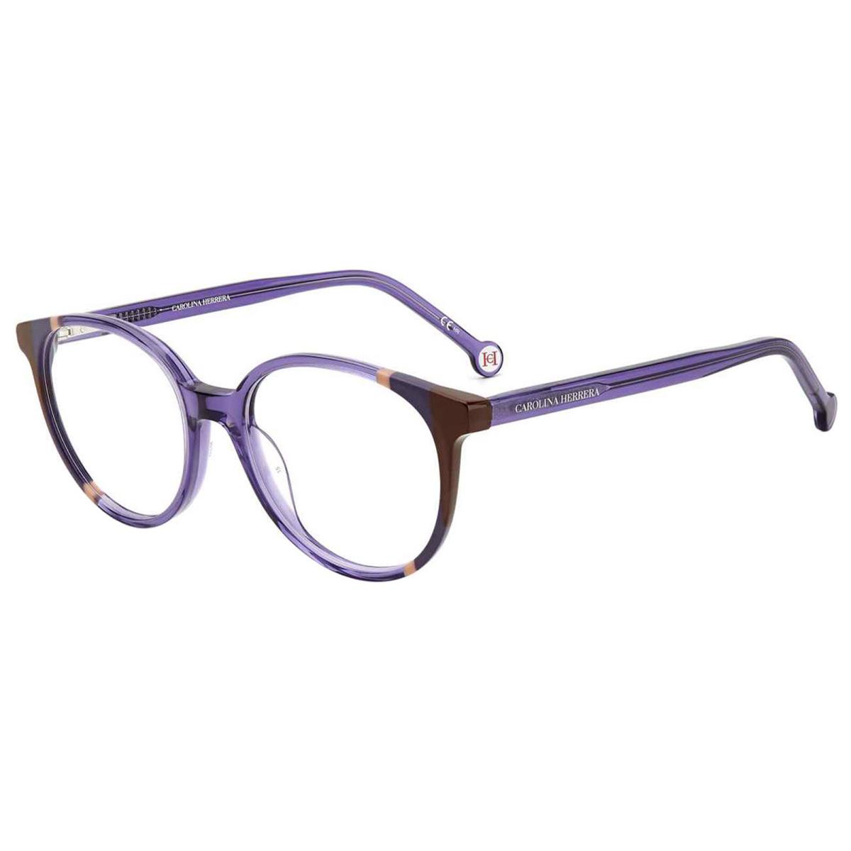 Carolina Herrera Women`s Violet Brown Round Eyeglass Frame - CH0067-0E53-17 - Frame: Violet/Brown