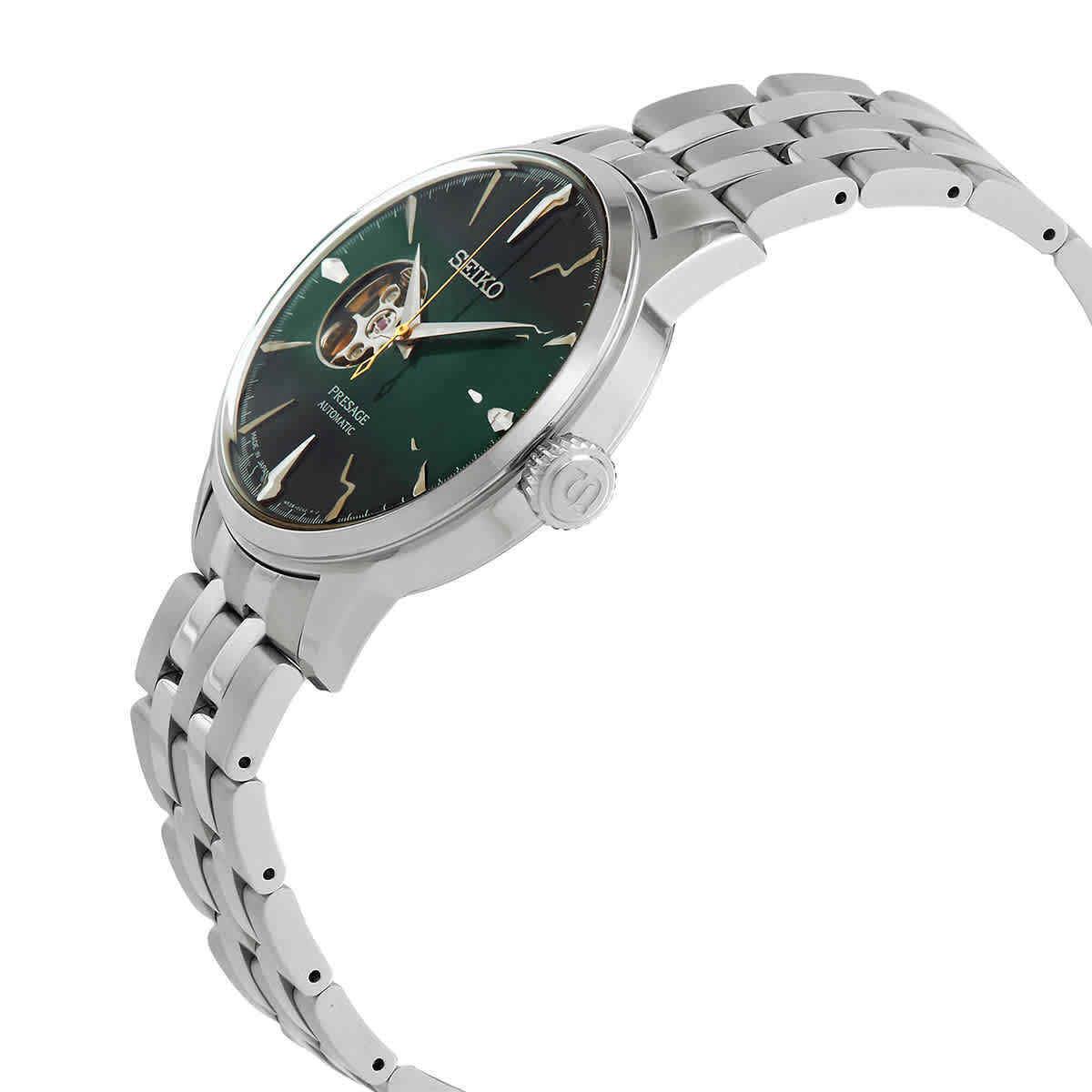 Seiko Presage Green Men`s Watch - SSA441J1 - Dial: Green, Band: Silver, Bezel: Silver