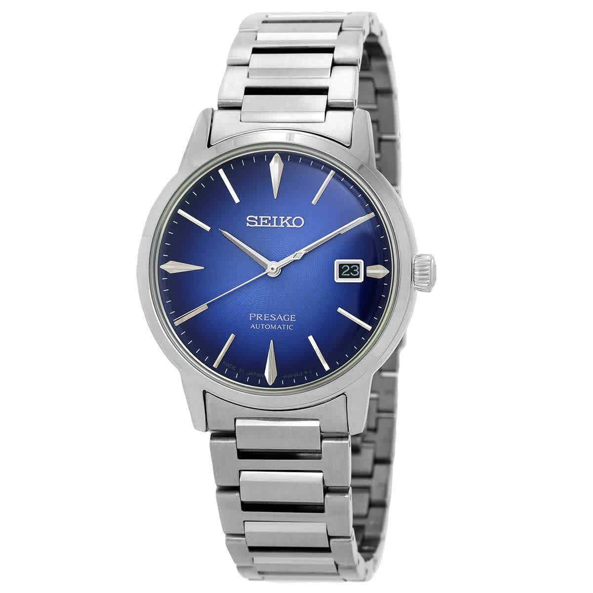 Seiko Presage Automatic Blue Dial Men`s Watch SRPJ13J1 - Dial: Blue, Band: Silver-tone, Bezel: Silver-tone