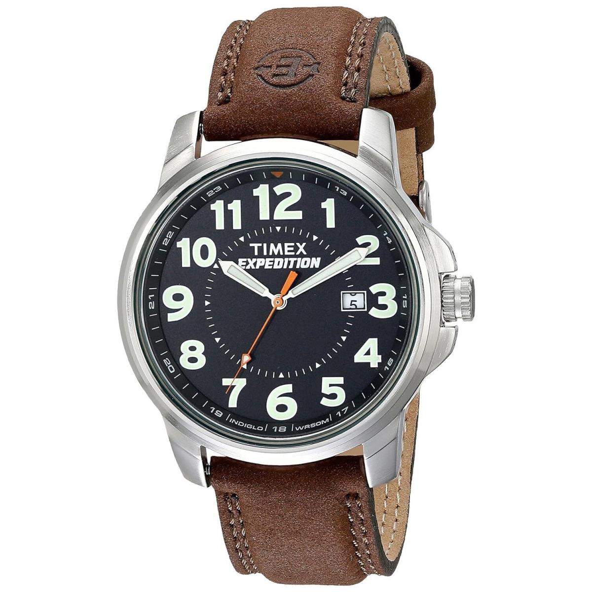 Timex Men`s T44921 Expedition Metal Field Brown Leather Strap Watch