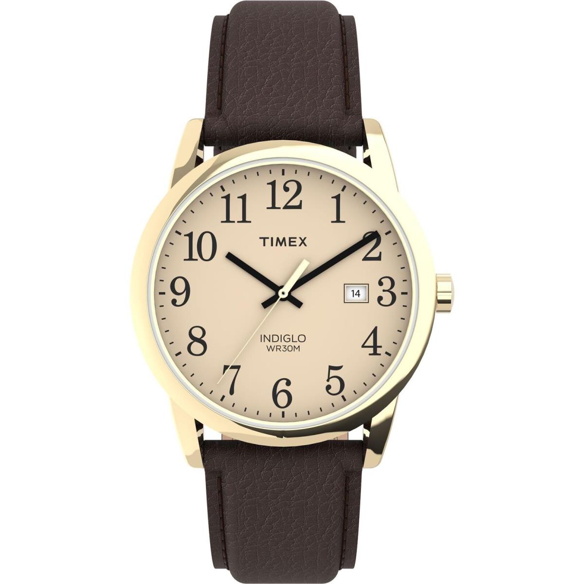 Timex Men`s TW2P75800 Easy Reader 38mm Brown/gold-tone/cream Leather Strap Watch