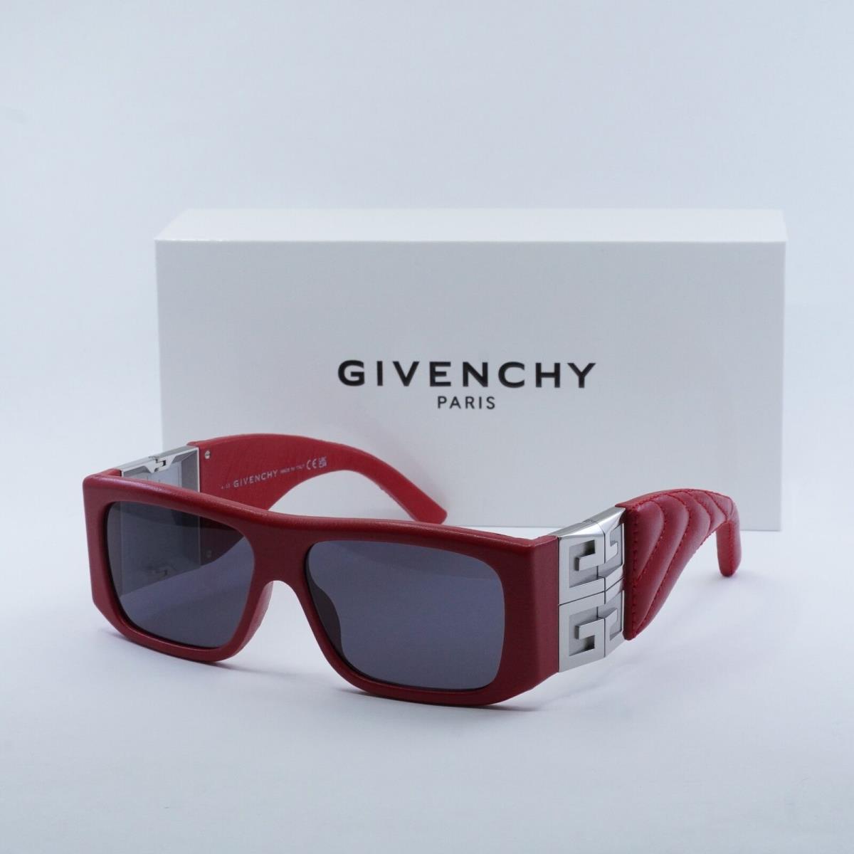 Givenchy GV40034I 66A Red Leather and Silver/smoke 58-14-125 Sunglasses