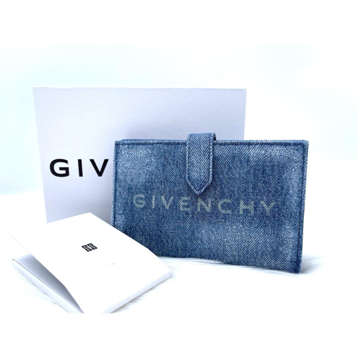 Givenchy Medium Logo Denim Bifold Wallet in Medium Blue