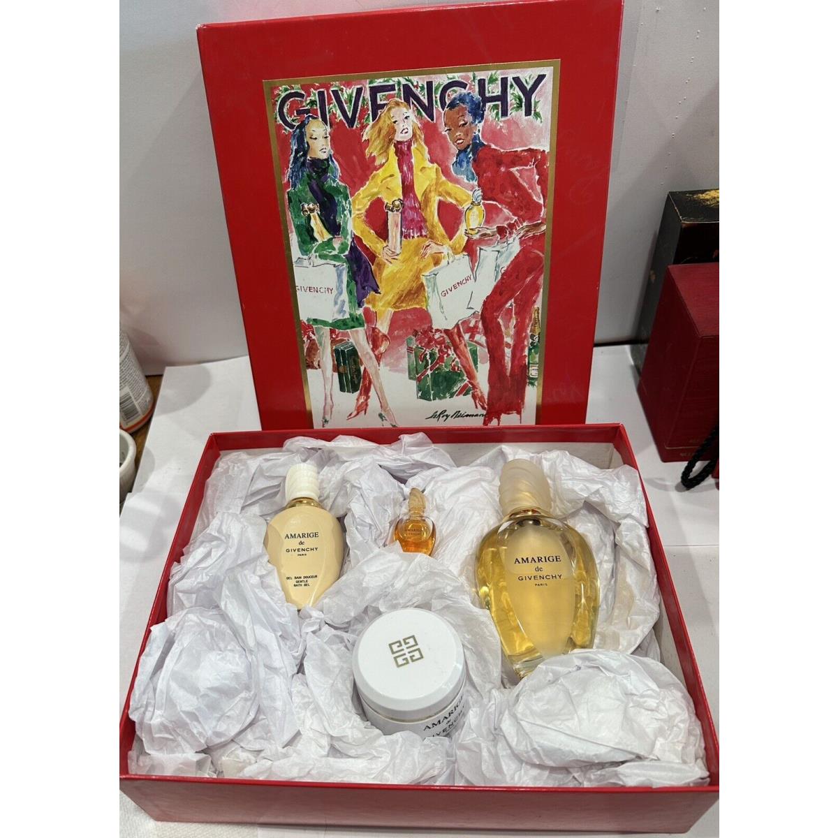 Amarige BY Givenchy Vtg Gift 4 Piece Spray 3.3 Oz/ Body Cream/ Bath Gel/mini Bx