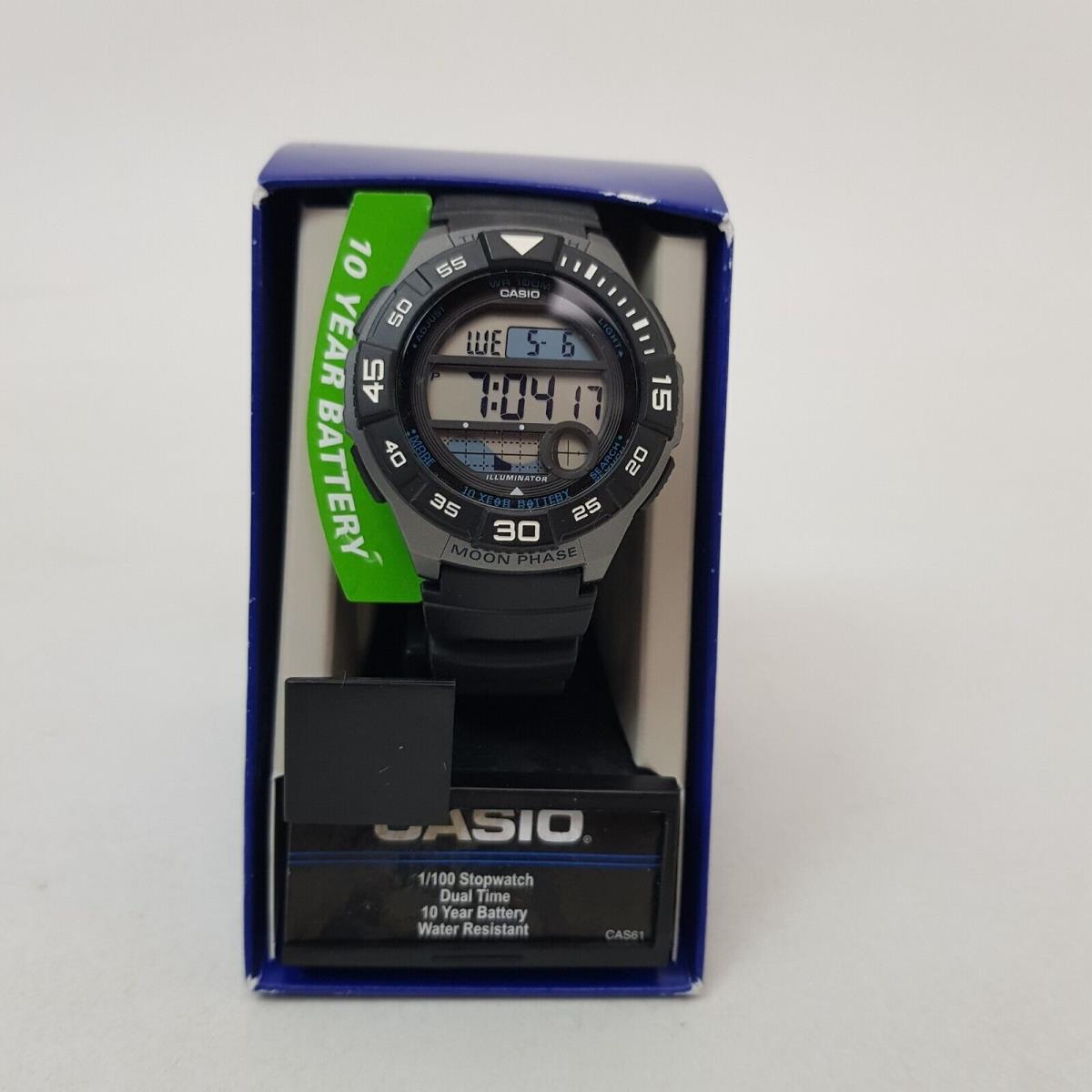 Casio WS1100H-1AKC Mens Watch with Tide Graph and Moon Phase Black Color 43mm