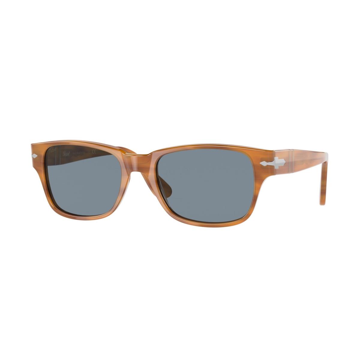 Persol PO3288S 960_56 Rectangle Striped Brown Light Blue 55 mm Men`s Sunglasses