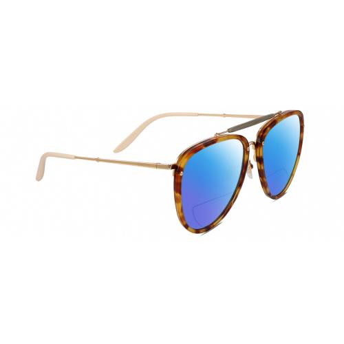 Gucci GG0672S Pilot Polarize Bifocal Sunglasses Tortoise Havana 58mm 41 Option Blue Mirror