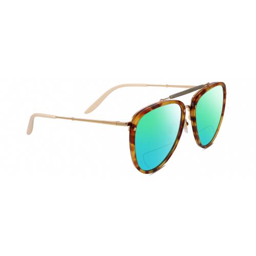 Gucci GG0672S Pilot Polarize Bifocal Sunglasses Tortoise Havana 58mm 41 Option Green Mirror