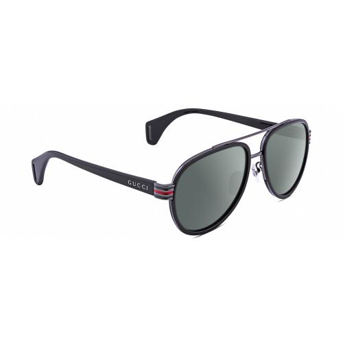 Gucci GG0447S Unisex Pilot Polarized Sunglasses Black Gunmetal 58 mm 4 Options Smoke Grey Polar