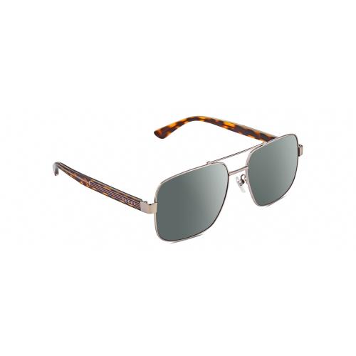 Gucci GG0529S Unisex Pilot Polarized Sunglasses Ruthenium Tortoise 60mm 4 Opt Smoke Grey Polar