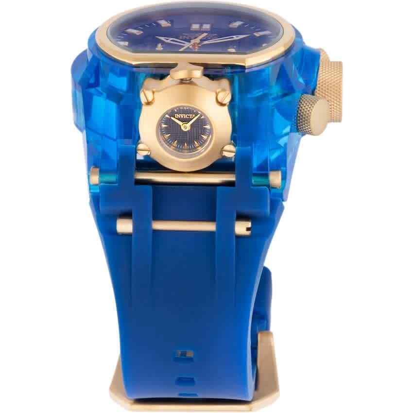 Invicta Bolt Zeus Magnum Chronograph Gmt Quartz Men`s Watch 46476 - Dial: Two-tone (Black and Gold-tone), Band: Two-tone (Blue and Gold), Bezel: Blue and Gold