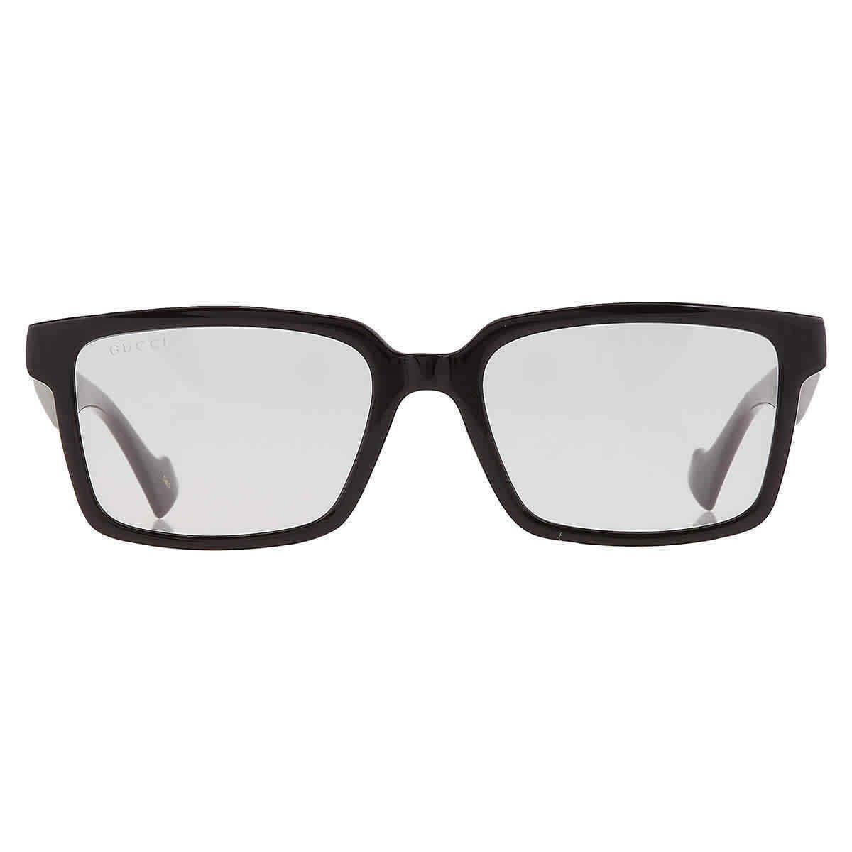 Gucci Grey Logo Clip-on Rectangular Men`s Sunglasses GG1543S 001 54 - Frame: Black, Lens: Grey