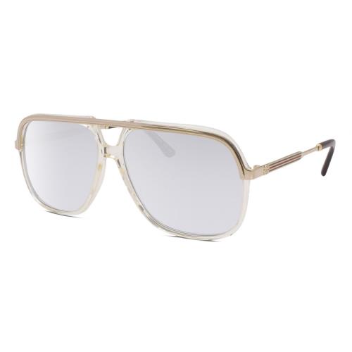 Gucci GG0200S Mens Pilot Full Rim Designer Sunglasses in Yellow Gold/blue 57mm