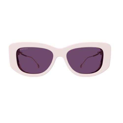 Gucci GG1566S 003 Ivory-gold/violet Soft Cat Eye Women`s Sunglasses