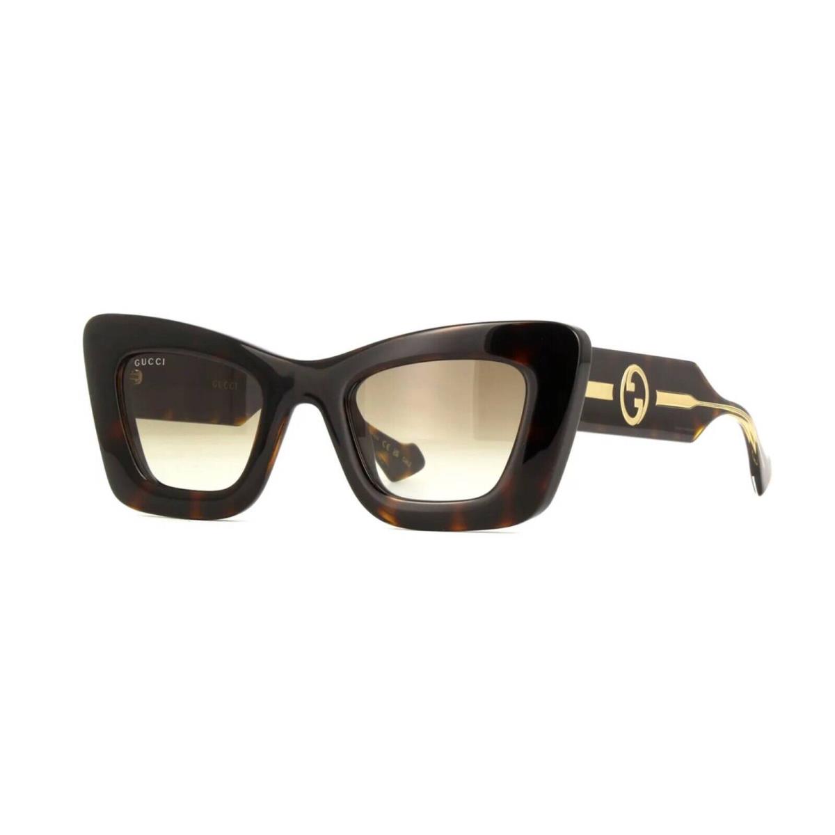 Gucci GG1552S Havana Gold/brown Shaded 002 Sunglasses