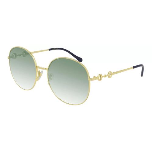 Gucci GG0881SA 003 59 Womens Sunglasses Gold Metallic Navy/green Blue Gradient