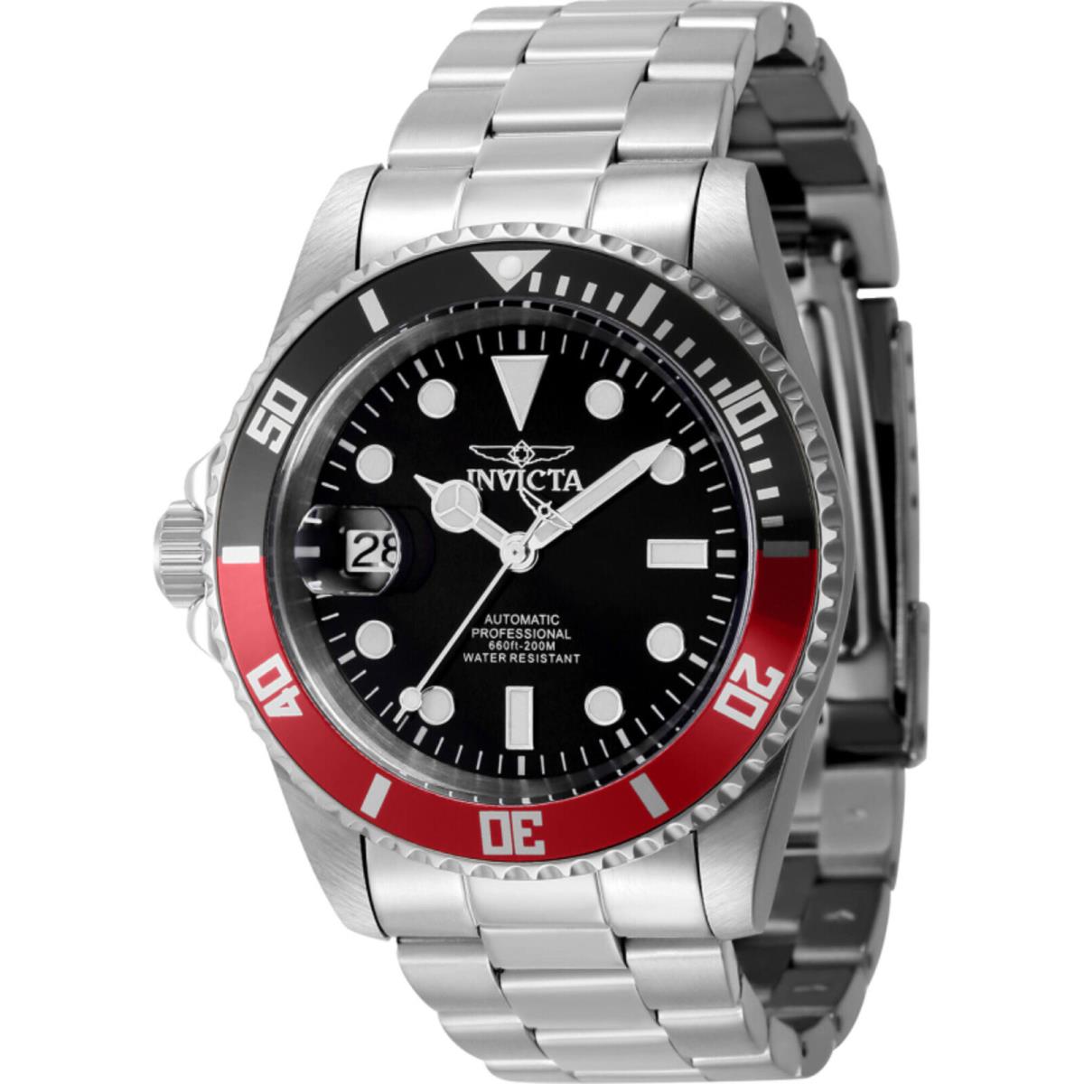 Invicta Men`s Watch Pro Diver Rotating Bezel Black Dial Steel Bracelet 43978