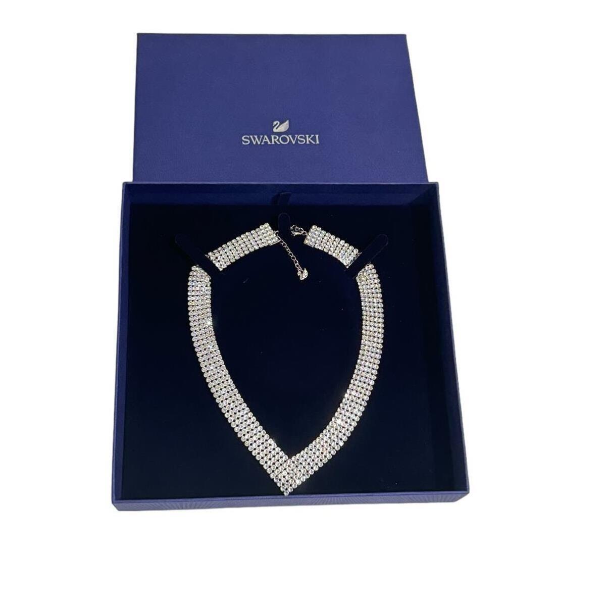 Swarovski Fit Mesh Necklace White Palladium Plated