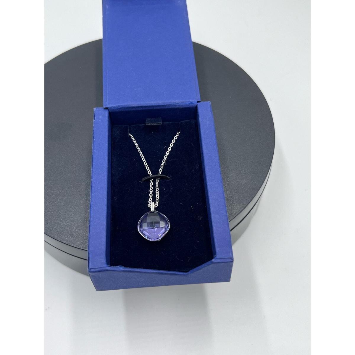 Swarovski Signed Lea Light Purple Tanzanite Crystal Rhodium Plated Necklace