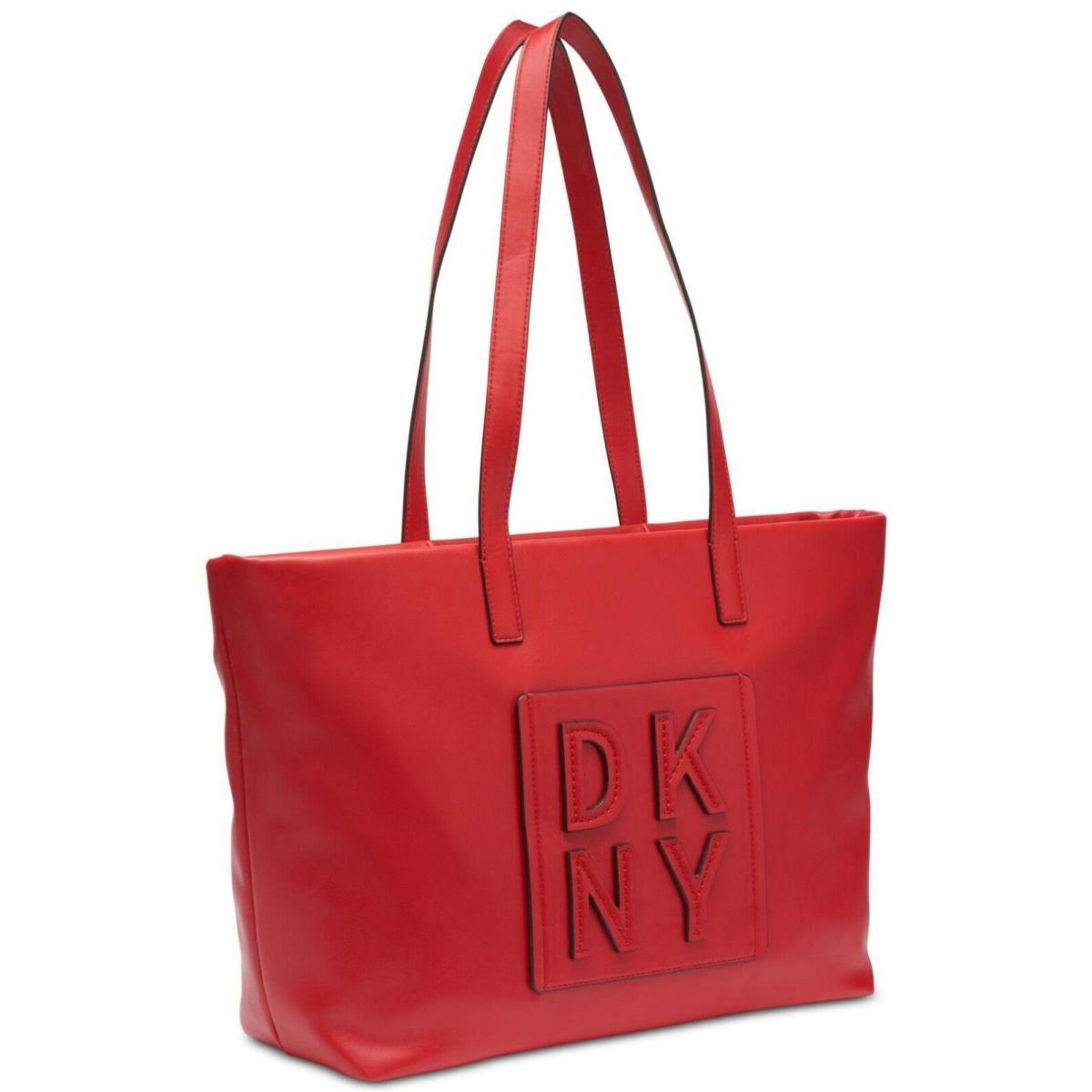 Dkny Tilly Stacked Logo Top Zip Tote Red