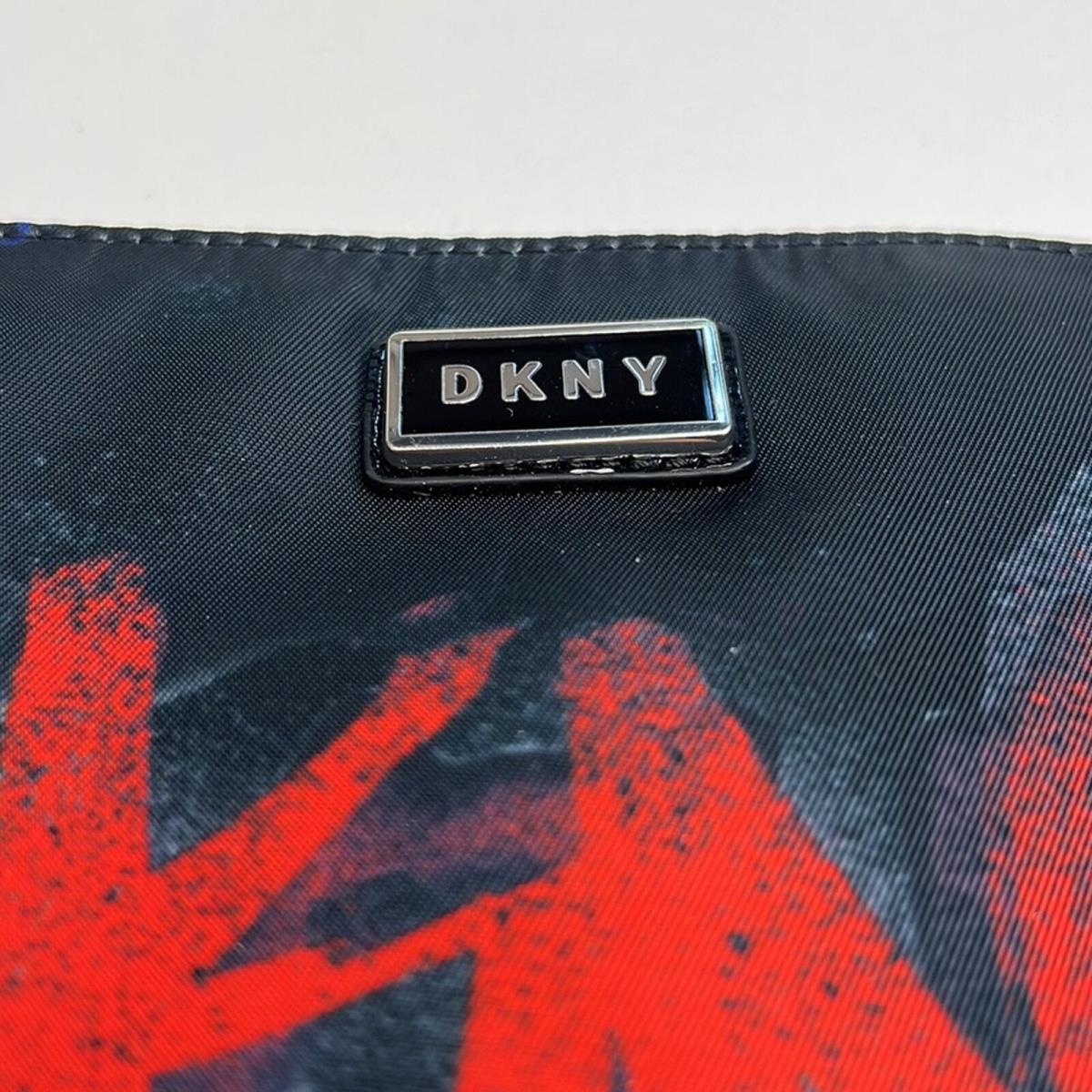 Dkny Black Red Nylon Graffiti Print Wristlet Wallet Silver Hardware