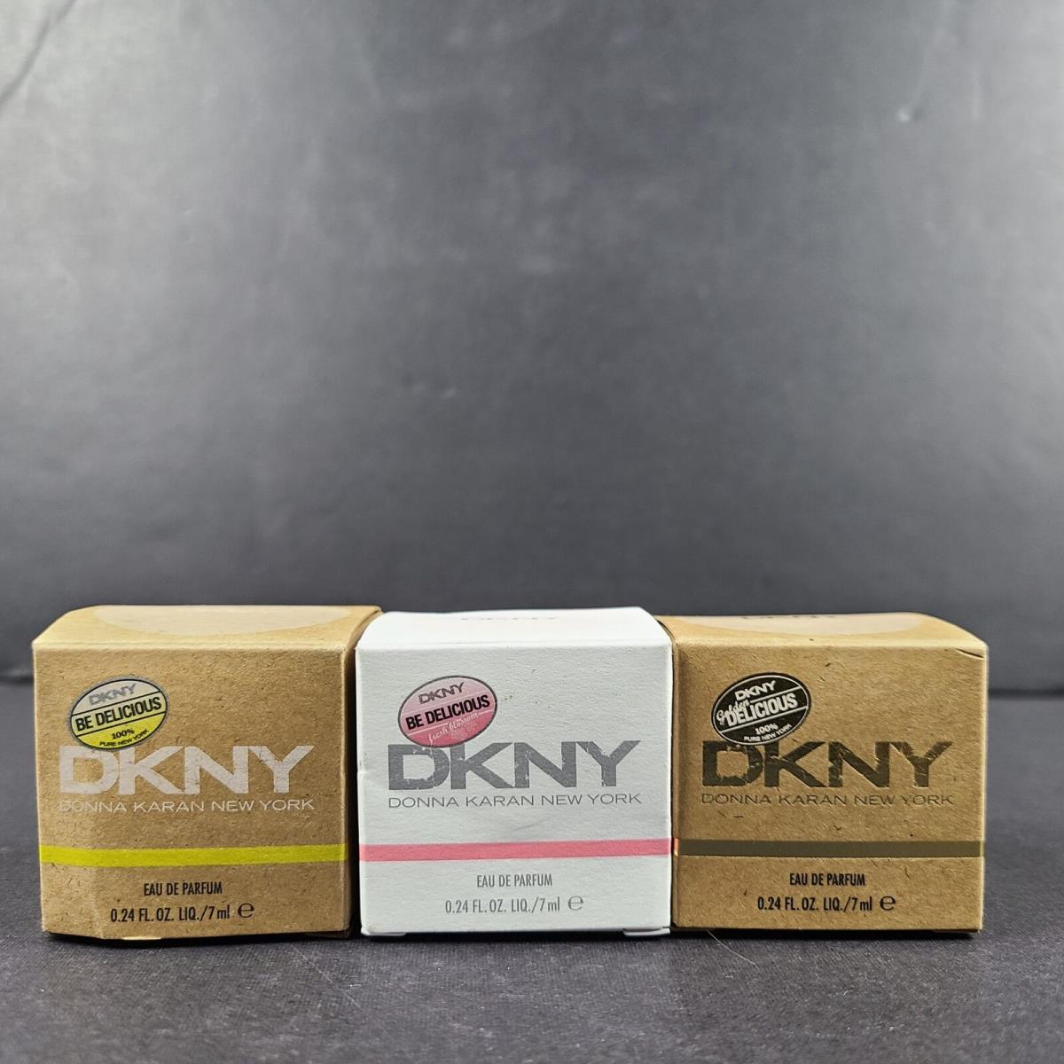 3 x 0.24 Fl. Oz. / 7ml Miniature Dkny Eau de Parfum Assorted Be Delicious