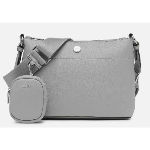 Dkny Winston Demi Crossbody with Zip-pouch Grey Pebble Leather Shoulder Bag